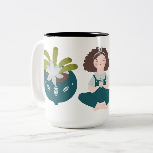 Zuhause Meditation Zweifarbige Tasse (Vorderseite Links)