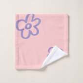 ZUHAUSE mein glücklicher Ort! Blume pink Badhandtuch Set (Waschlappen)