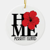 ZUHAUSE Merritt Island Red Hibiskus Keramik Ornament (Vorne)