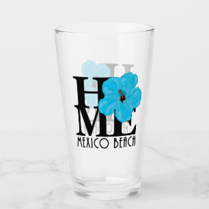 ZUHAUSE Mexico Beach Florida Blue Hibiskus Glas