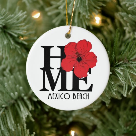 ZUHAUSE Mexico Beach Red Hibiskus Keramik Ornament (Baum)