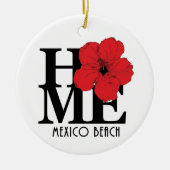 ZUHAUSE Mexico Beach Red Hibiskus Keramik Ornament (Vorne)