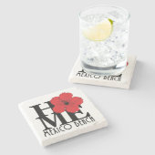 ZUHAUSE Mexico Beach Red Hibiskus Steinuntersetzer (Seitenansicht)