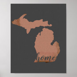 Zuhause Michigan Silhouette Kupfer Grau Poster