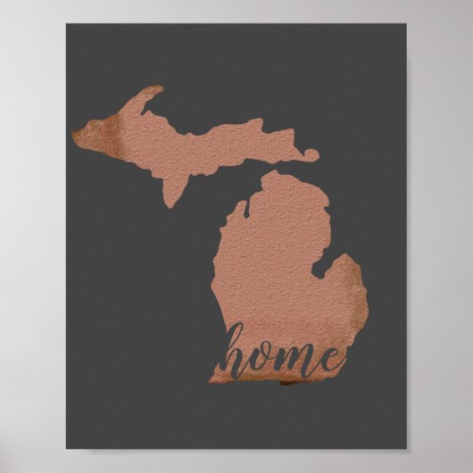 Zuhause Michigan Silhouette Kupfer Grau Poster (Vorne)