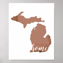Zuhause Michigan Silhouette Kupfer weiß Poster