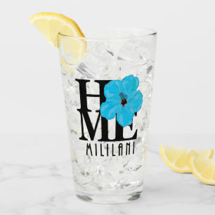 ZUHAUSE Mililani Hawaii Blue Hibiskus Glas