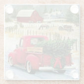 Zuhause mit einem Weihnachtsbaum Glasuntersetzer (Rückseite)