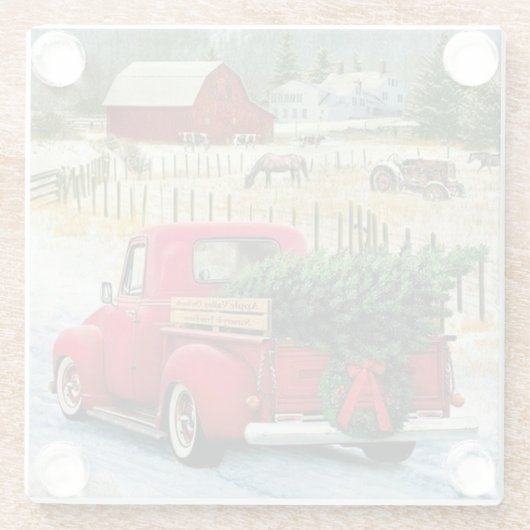 Zuhause mit einem Weihnachtsbaum Glasuntersetzer (Rückseite)