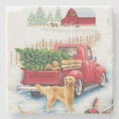 Zuhause mit einem Weihnachtsbaum-Needlepoint Steinuntersetzer (Vorderseite)