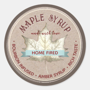 ZUHAUSE MIT Liebe-MAPLE-SYRUP-GESCHENK-ETIKETT Runder Aufkleber