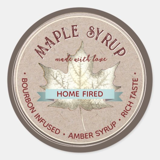 ZUHAUSE MIT Liebe-MAPLE-SYRUP-GESCHENK-ETIKETT Runder Aufkleber (Vorderseite)