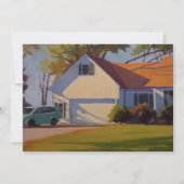 Zuhause mit orange-gelbgrüner Baumkarte Karte (Vorderseite)