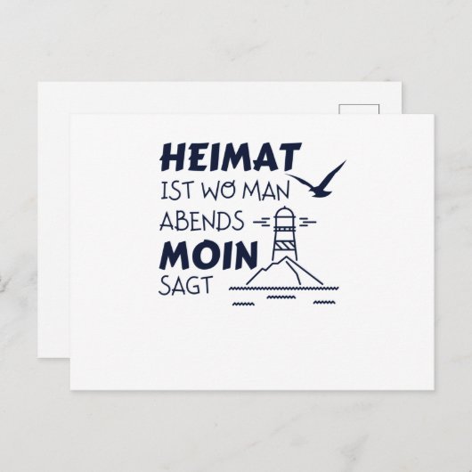 Zuhause Moin Lighthouse Seagull Nordsee Postkarte (Vorne/Hinten)