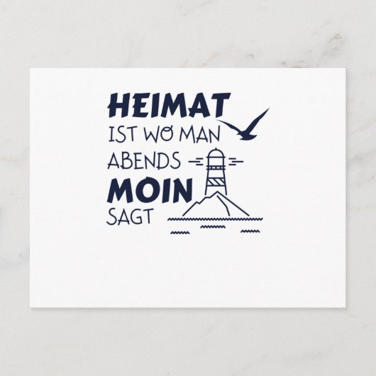 Zuhause Moin Lighthouse Seagull Nordsee Postkarte (Vorderseite)