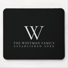 Zuhause Monogram Family Elegant Black Mousepad