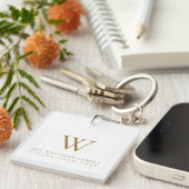 Zuhause Monogram Gold White Schlüsselanhänger (Vorderseite rechts)