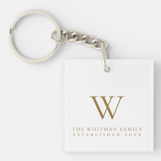 Zuhause Monogram Gold White Schlüsselanhänger (Vorderseite)