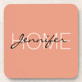 Zuhause monogramm des dunklen Lachs Getränkeuntersetzer (Vorderseite)