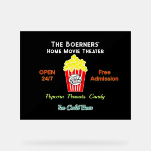 Zuhause Movie Theater Popcorn Cold Beer Acrylic Si Acrylschild