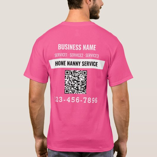 Zuhause Nanny Service QR-Logo-Sonderarbeit T-Shirt (Rückseite)