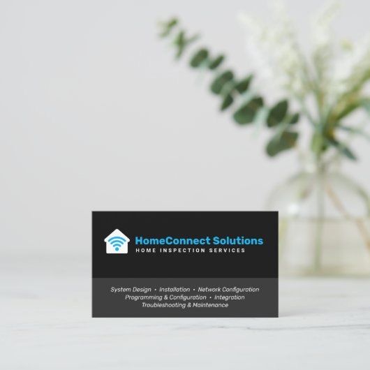 Zuhause Network Technician Black Business Card Visitenkarte (Stehend Vorderseite)