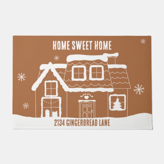 ZUHAUSE ODER BENUTZERDEFINIERTER TEXT GINGERBREAD- FUßMATTE (Vorderseite)