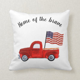Zuhause of Brave American Flag Red Truck Patriotic Kissen