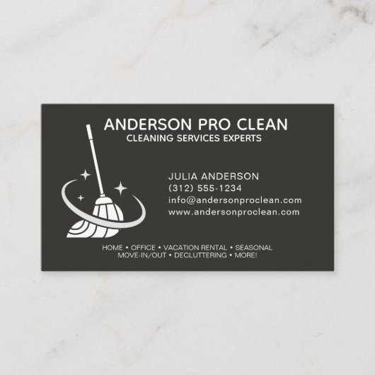 Zuhause & Office Beruflich Clearing Service Black Visitenkarte (Vorderseite)