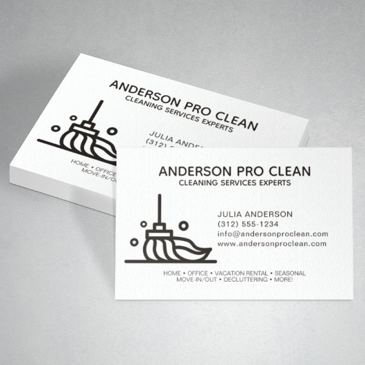 Zuhause & Office Beruflich Clearing Service Black Visitenkarte