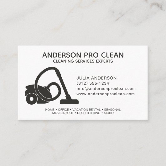 Zuhause & Office Beruflich Clearing Service Black Visitenkarte (Vorderseite)