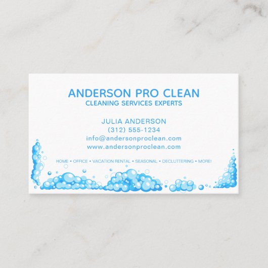 Zuhause & Office Pro Reinigungs-Service-Blasen Visitenkarte (Vorderseite)