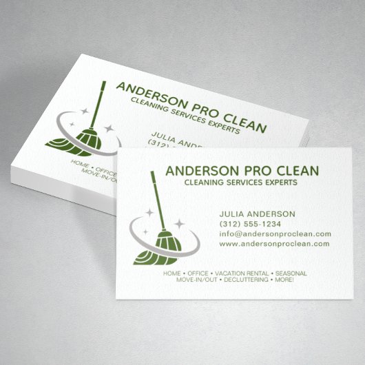 Zuhause & Office Pro Reinigungs-Service Grün Visitenkarte
