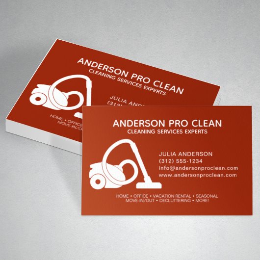 Zuhause & Office Pro Reinigungsservice Crimson Red Visitenkarte