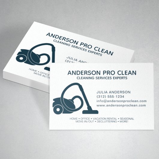 Zuhause & Office Pro Reinigungsservice Navy Blue Visitenkarte