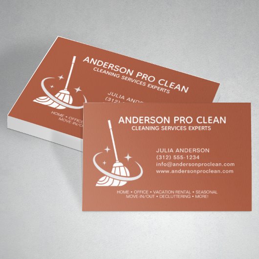 Zuhause & Office Pro Reinigungsservice Terrakotta Visitenkarte