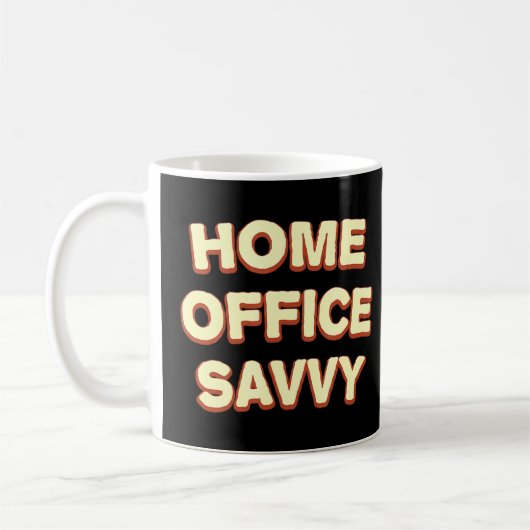 Zuhause Office Savvy Arbeit von Zuhause Coworker m Kaffeetasse (Links)