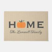 Zuhause Orange Pumpkin Personalisiert Nachname Fal Fußmatte (Vorderseite)