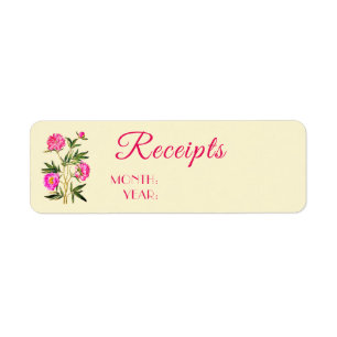 Zuhause-Organisation Peonies-Blume erhalten Labels