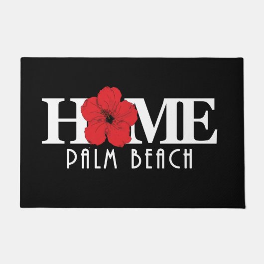 ZUHAUSE Palm Beach Florida Roter Hibiskus Fußmatte (Vorderseite)