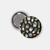 Zuhause-Pflanze für Aquarellbilder schwarz Nahtlos Magnet (Vorderseite/Rückseite)