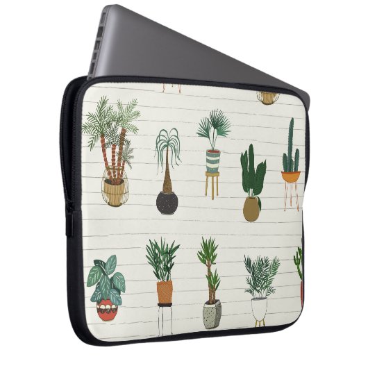 Zuhause Pflanze: Handgezeichnetes Nahtloses Innere Laptopschutzhülle (Vorne Rechts)
