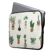 Zuhause Pflanze: Handgezeichnetes Nahtloses Innere Laptopschutzhülle (Vorderseite Links)