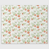 Zuhause-Pflanze in Keramik-Pools Wasserfarbmuster Geschenkpapier (Flach)