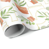 Zuhause-Pflanze in Keramik-Pools Wasserfarbmuster Geschenkpapier (Rolleneckpunkt)