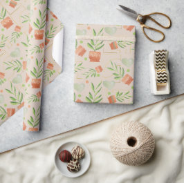Zuhause-Pflanze in Keramik-Pools Wasserfarbmuster Geschenkpapier