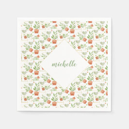 Zuhause-Pflanze in Keramik-Pools Wasserfarbmuster Serviette