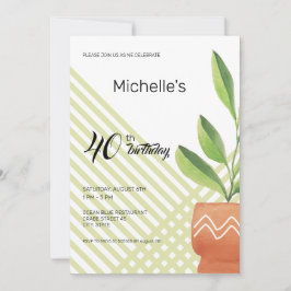 Zuhause-Pflanze in Keramik Potte Wasserfarbe Einladung