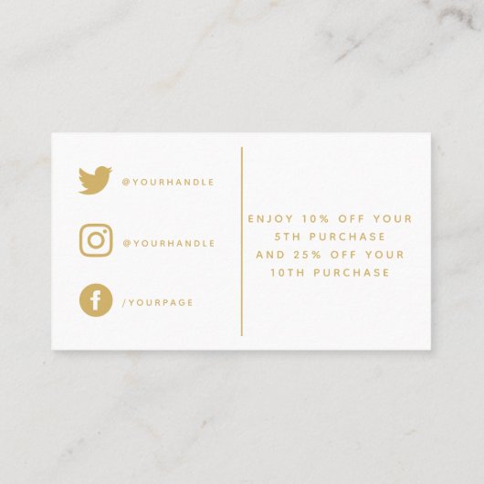 Zuhause Pflanze Shop, moderne Goldtreuekarte. Treuekarte (Rückseite)