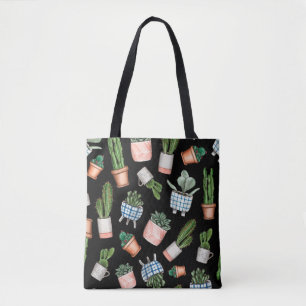 Zuhause-Pflanzen mit Aquarellfarben nahtlos Tasche